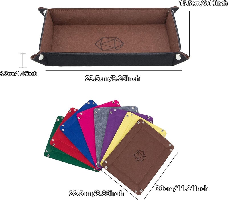 KISLANE Dice Tray 8 Pieces Folding Rectangle Dice Storage, Felt Dice Tray Holder for DND, RPG, MTG and Other Board Games (Rectangle) - Image 4